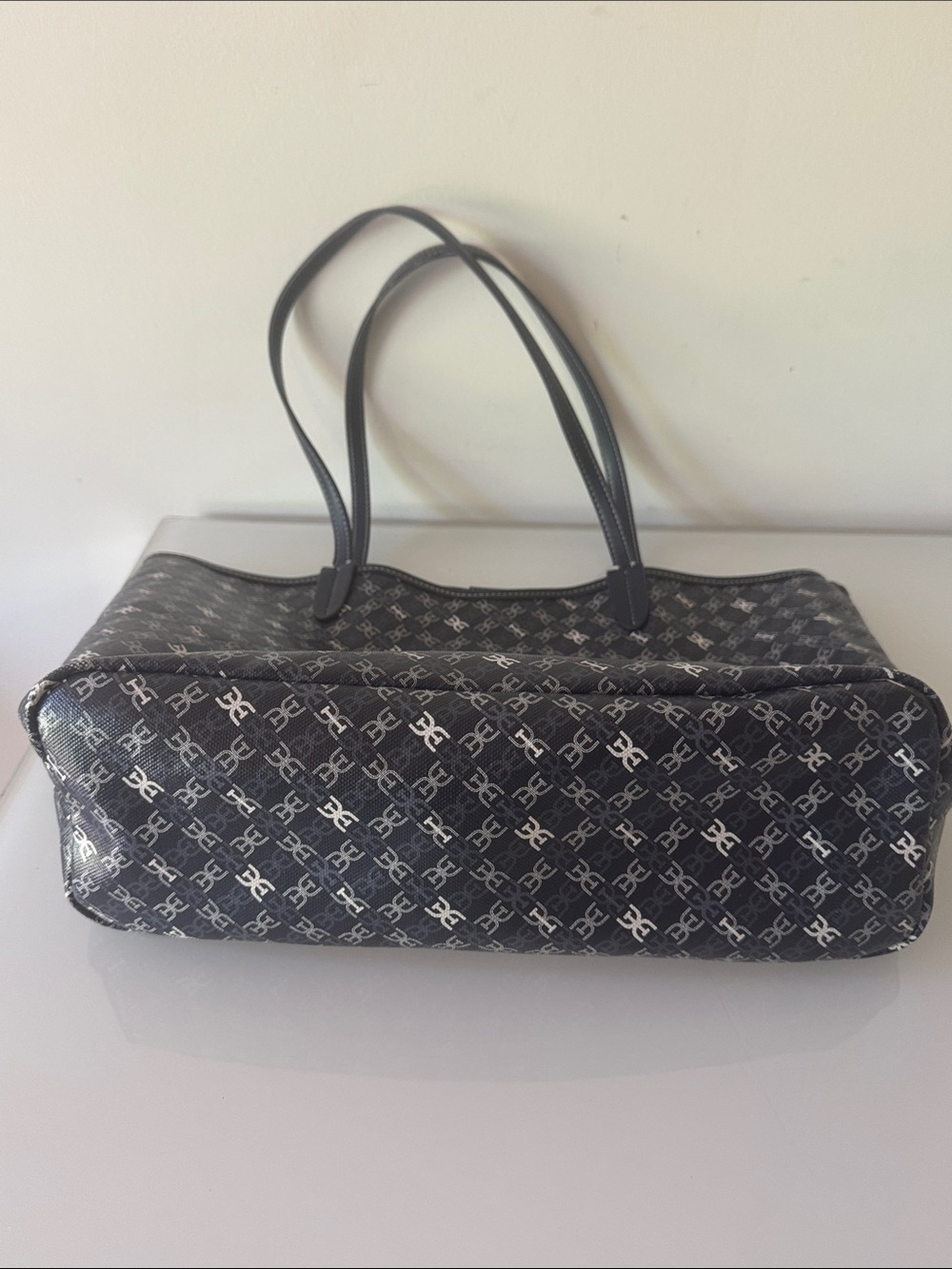 Sam Edelman Medium Harper Monogram Shopper Tote Navy - Picture 11 of 14